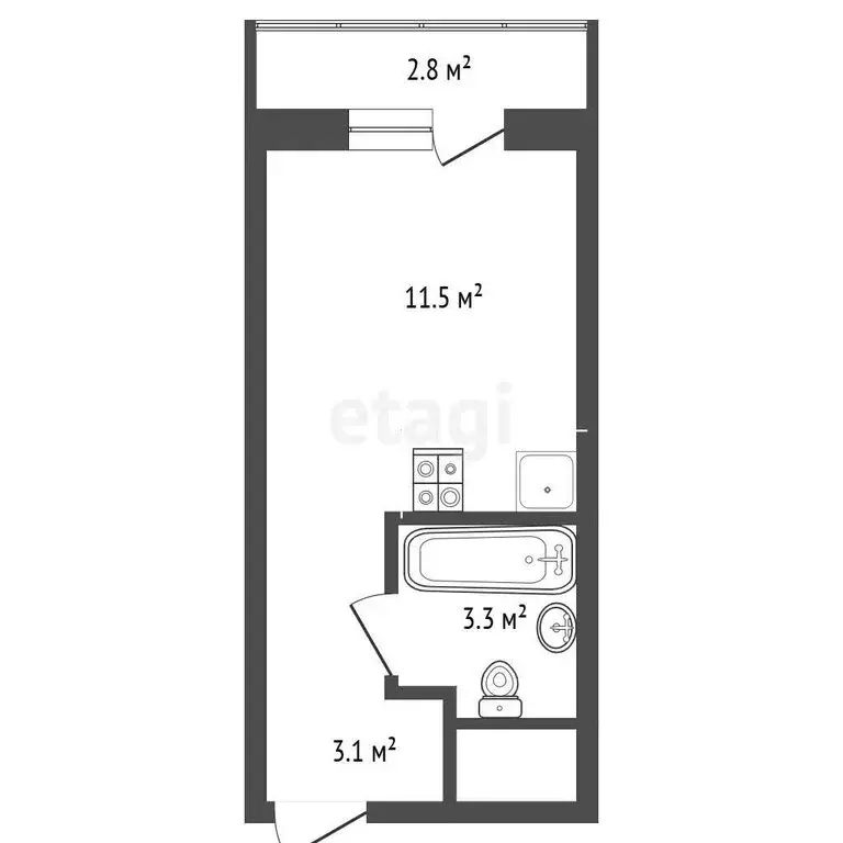 Квартира-студия: Тюмень, Краснооктябрьская улица, 4Ак2 (18 м) - Фото 1