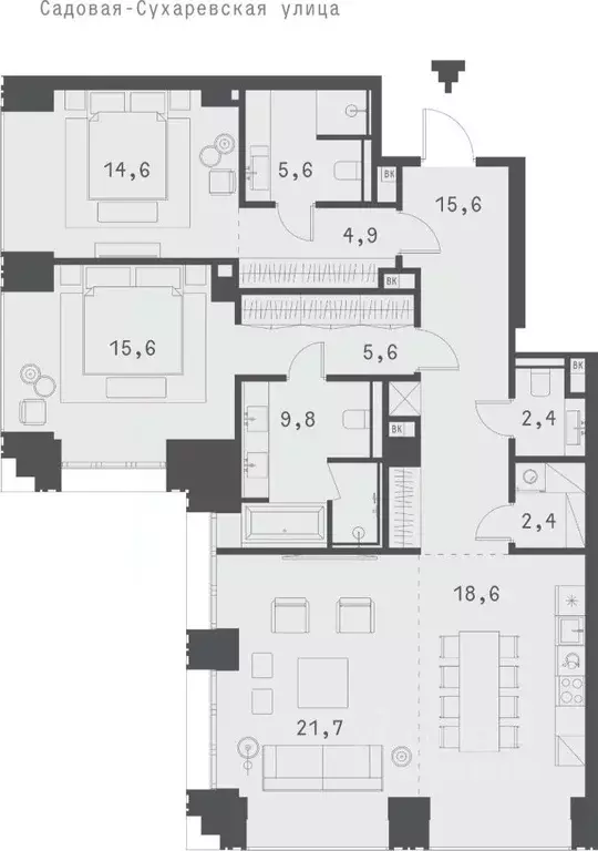 2-к кв. Москва Садовая-Сухаревская ул., 14 (117.21 м) - Фото 0