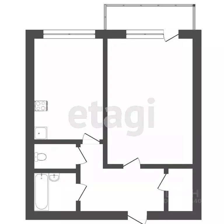 1-к кв. Тюменская область, Тюмень Харьковская ул., 57/3 (37.6 м) - Фото 2