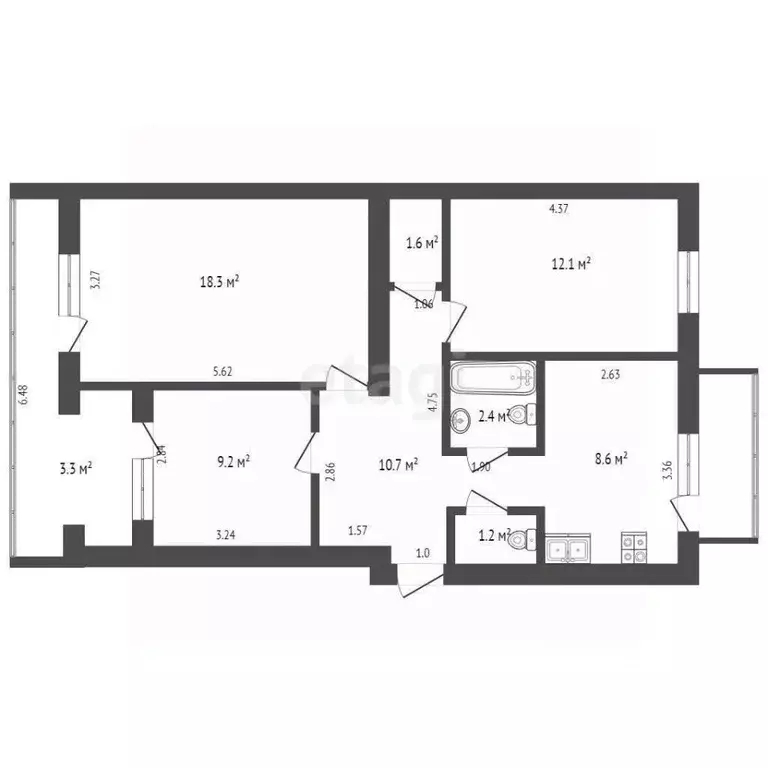 3-к кв. Крым, Судак пер. Серный, 3 (65.6 м) - Фото 2