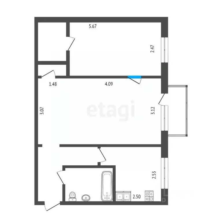 2-к кв. Омская область, Омск ул. Химиков, 20А (46.0 м) - Фото 1