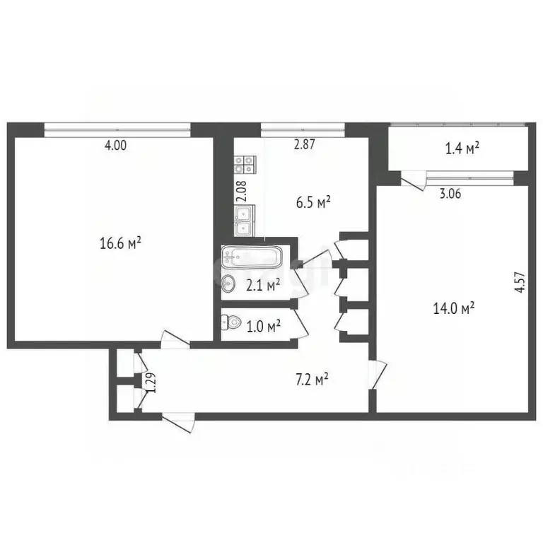 2-к кв. Мордовия, Саранск ул. Победы, 17 (49.7 м) - Фото 0