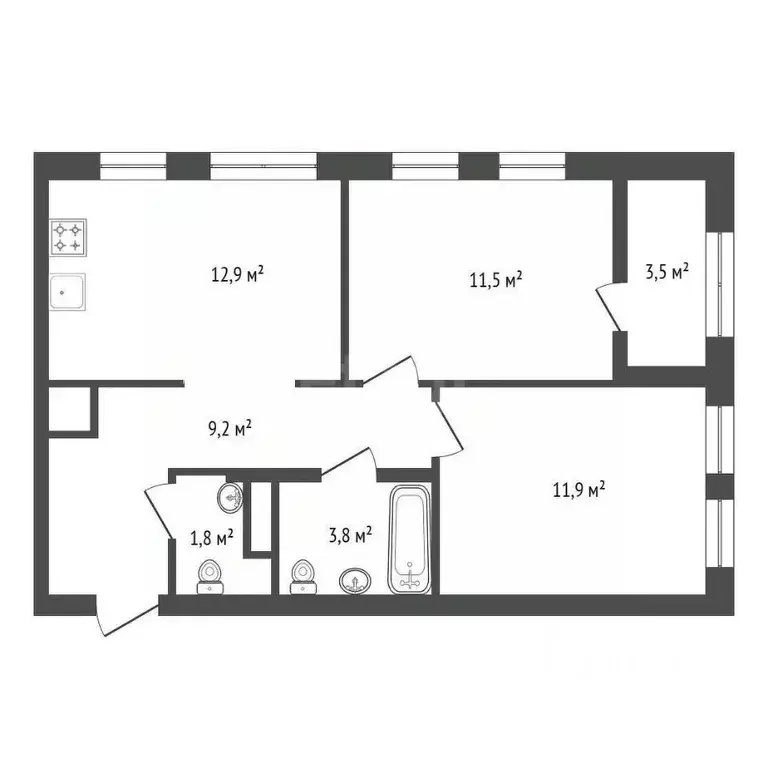 2-к кв. Башкортостан, Уфа Бионика Парк жилой комплекс, 1 (54.3 м) - Фото 2