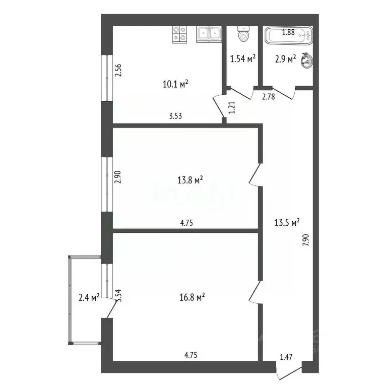 2-к кв. Самарская область, Самара ул. 22-го Партсъезда, 9 (62.2 м) - Фото 1
