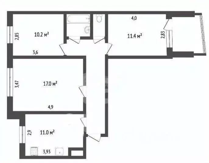 3-к кв. Омская область, Омск ул. 2-я Любинская, 11А (62.1 м) - Фото 1