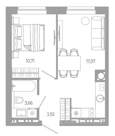 1-к кв. Астраханская область, Астрахань Разум жилой комплекс (35.36 м) - Фото 1