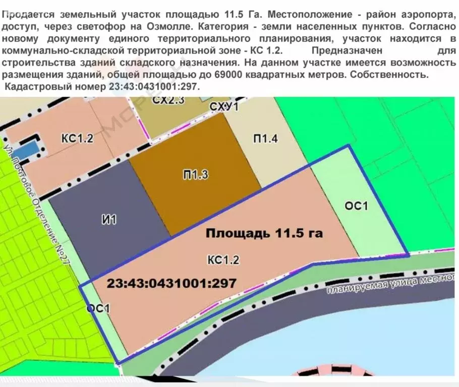 Участок в Краснодар, жилой массив Пашковский, Крылатая улица, 2А (1170 ... - Фото 2