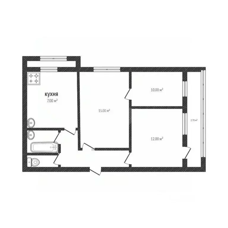 3-к кв. Брянская область, Брянск ул. Камозина, 42 (51.6 м) - Фото 2