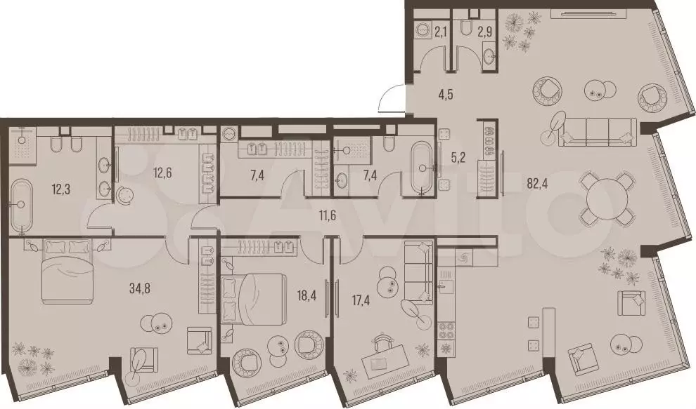 4-к. квартира, 219,5 м, 32/32 эт. - Фото 0
