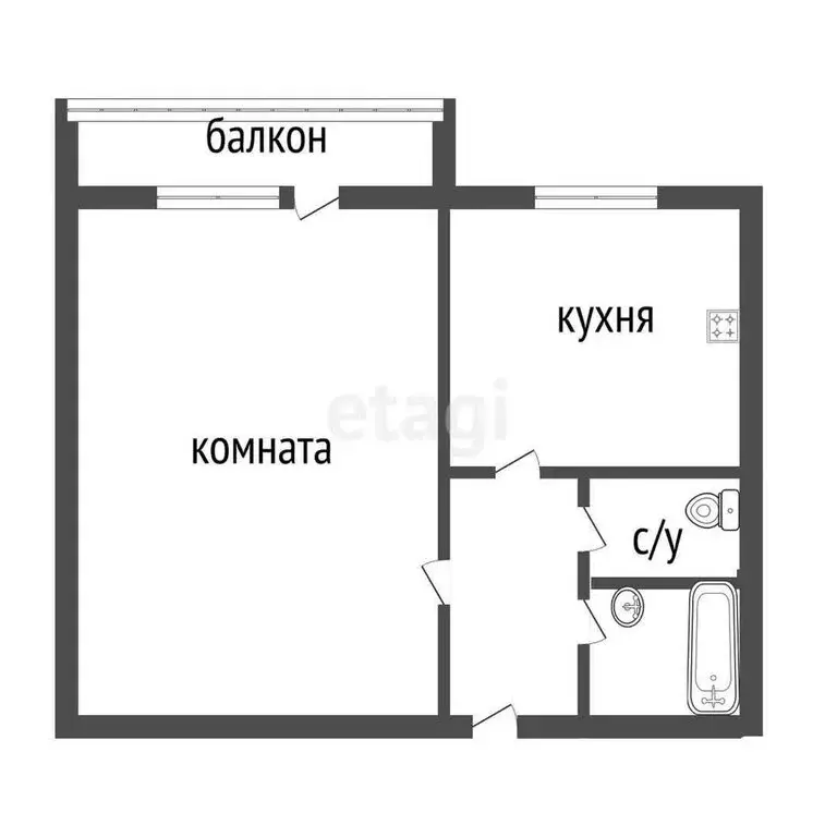 1-комнатная квартира: Курган, улица Кравченко, 94 (33 м) - Фото 0