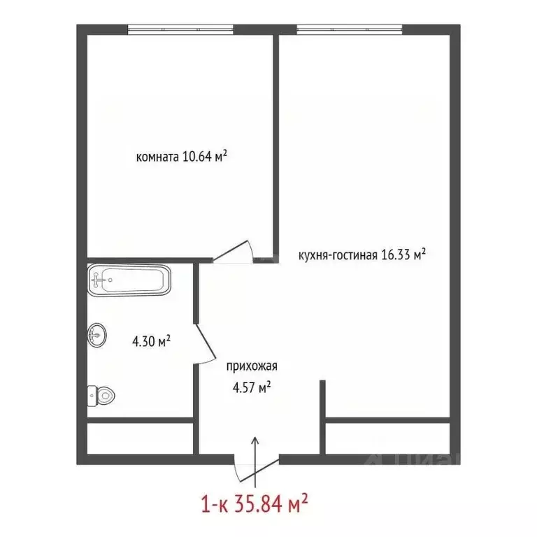 1-к кв. Свердловская область, Екатеринбург Академический мкр, 20-й ... - Фото 1