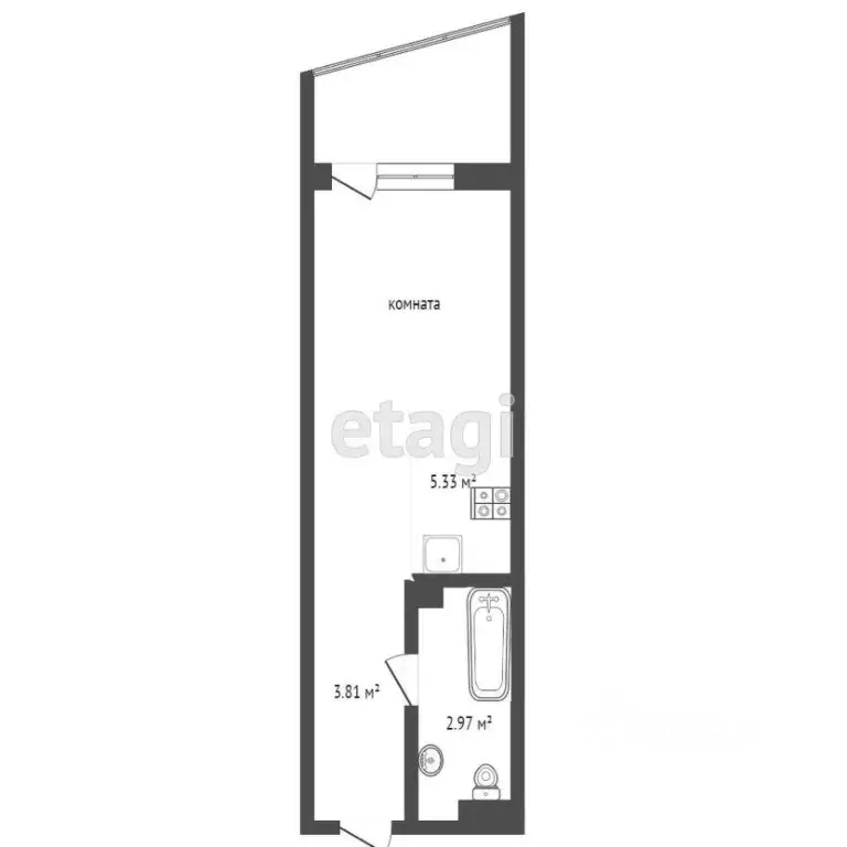 Студия Ростовская область, Ростов-на-Дону Береговая ул., 73с1 (26.0 м) - Фото 2