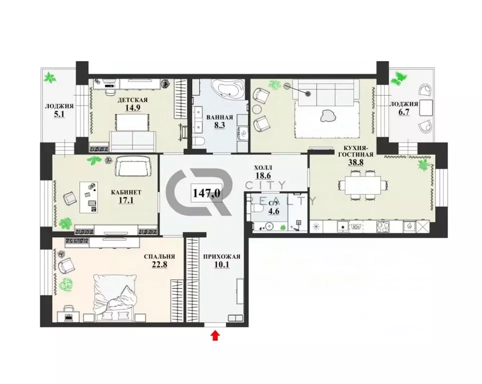 4-к кв. Санкт-Петербург ул. Катерников, 10к1 (147.0 м) - Фото 2