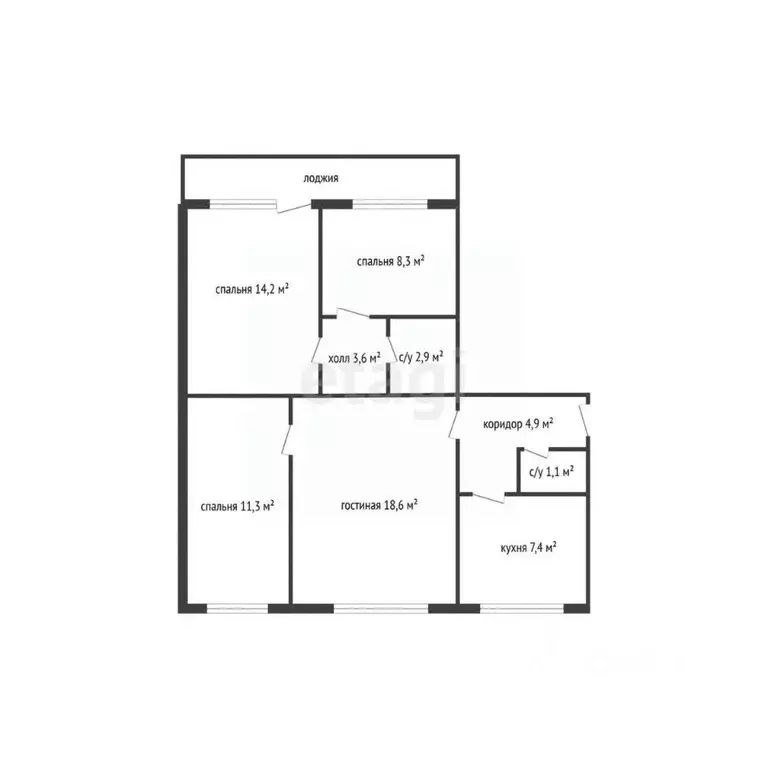 4-к кв. Смоленская область, Рославль 15-й мкр, 26 (72.7 м) - Фото 2