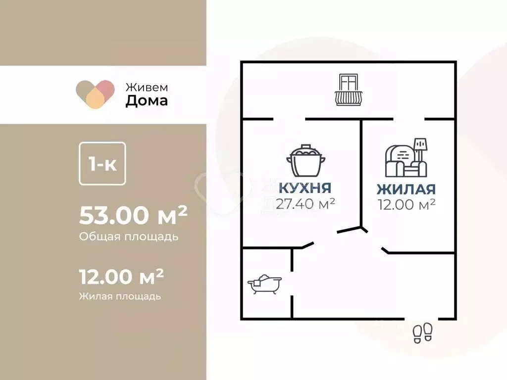 1-к кв. Волгоградская область, Волгоград Кубанская ул., 15А (53.0 м) - Фото 2
