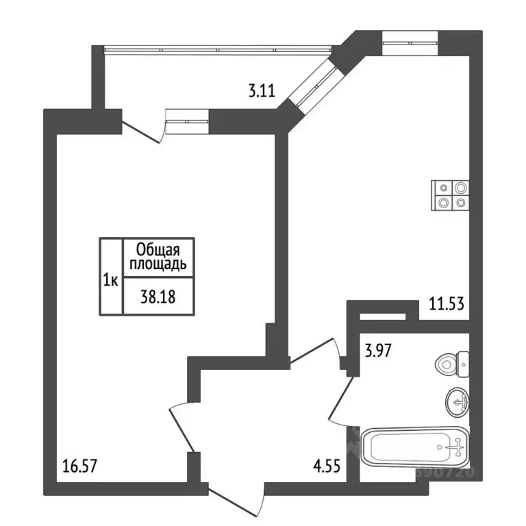 1-к кв. Владимирская область, Владимир ул. Родионовка, 4А (36.4 м) - Фото 1