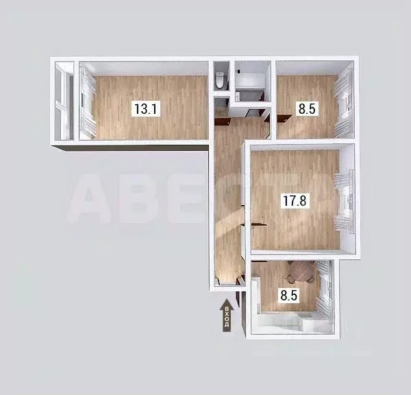 3-к кв. Омская область, Омск ул. 20 лет РККА, 2 (62.8 м) - Фото 2