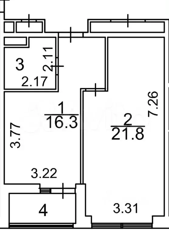 2-к. квартира, 46 м, 8/8 эт. - Фото 0