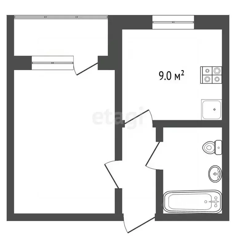1-к кв. Московская область, Егорьевск Владимирская ул., 11А (29.1 м) - Фото 2