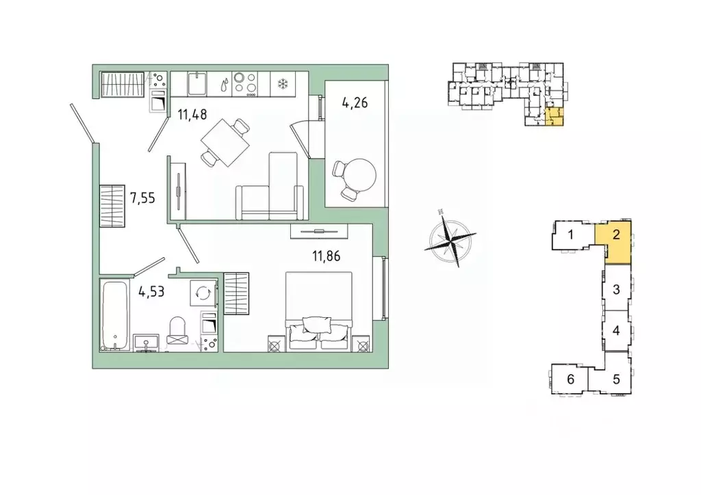 1-к кв. Ленинградская область, Гатчина Въезд мкр,  (37.55 м) - Фото 1