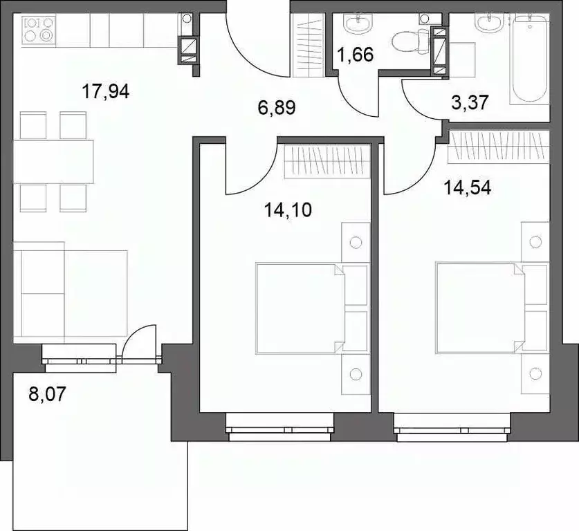2-к кв. Ленинградская область, Тосненский район, Федоровское городское ... - Фото 1