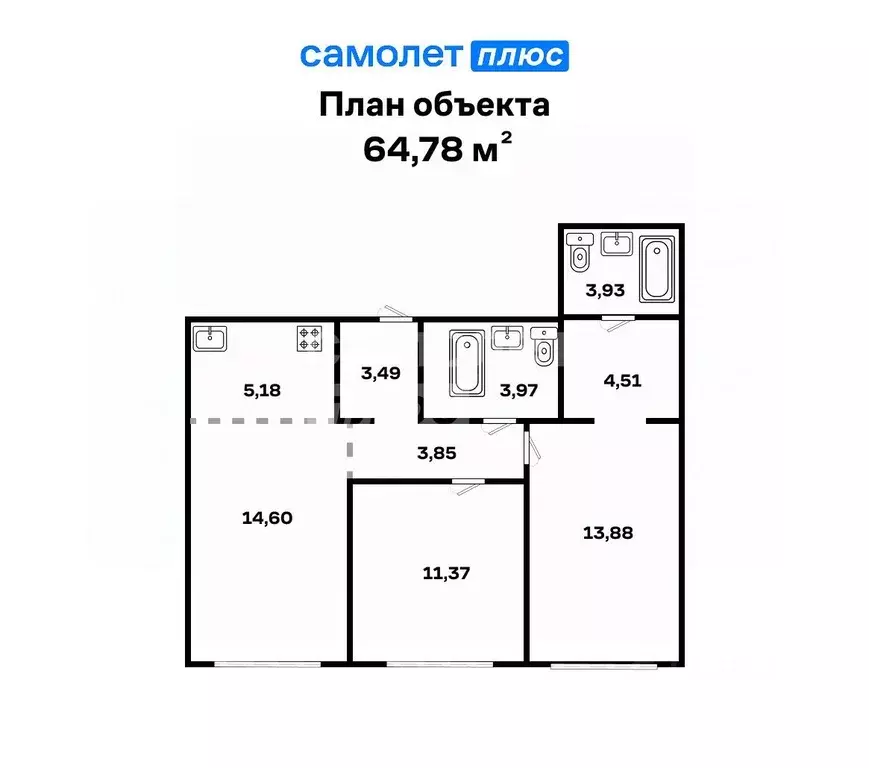 3-к кв. Свердловская область, Екатеринбург ул. Шефская, 22А (64.78 м) - Фото 1