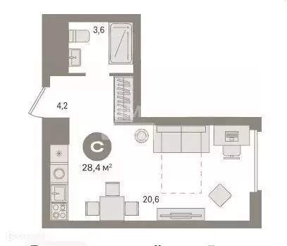 Продаётся квартира-студия, 28.4 м - Фото 0