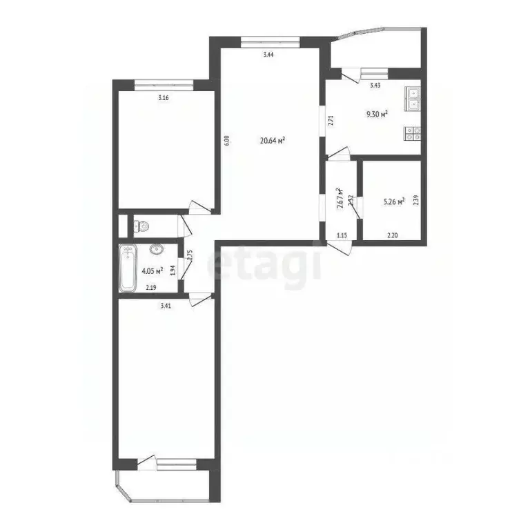 3-к кв. Тюменская область, Тюмень ул. Валентины Трофимовой, 13 (83.3 ... - Фото 1