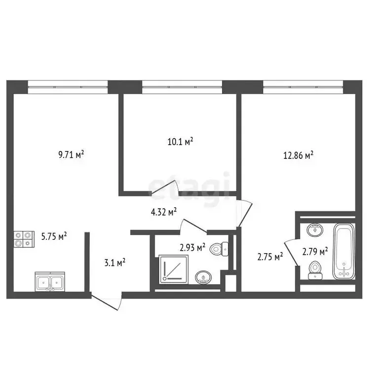 3-комнатная квартира: Нальчик, улица Кирова, 2 (64.2 м) - Фото 1