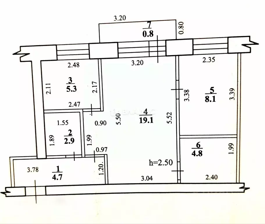 2-к кв. Башкортостан, Стерлитамак ул. Дружбы, 17 (44.9 м) - Фото 2