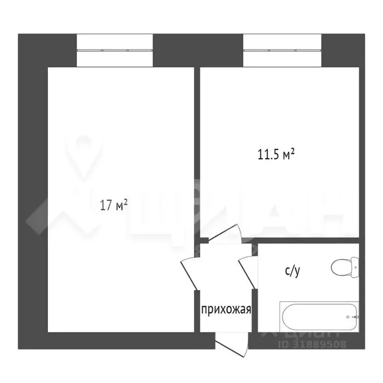 2-к кв. Владимирская область, Муром Заводская ул., 10 (33.3 м) - Фото 2