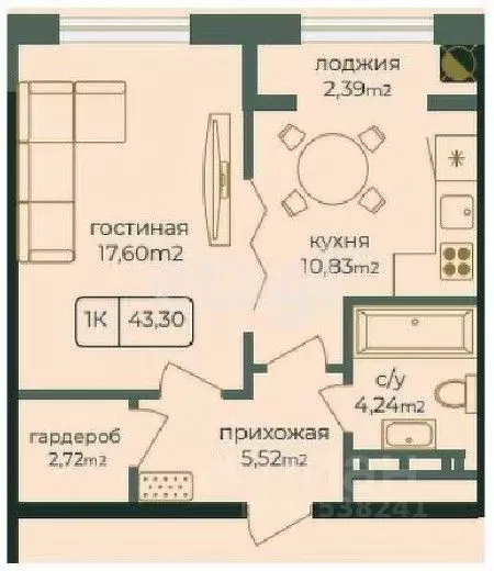 1-к кв. Дагестан, Каспийск просп. Акулиничева (43.3 м) - Фото 1