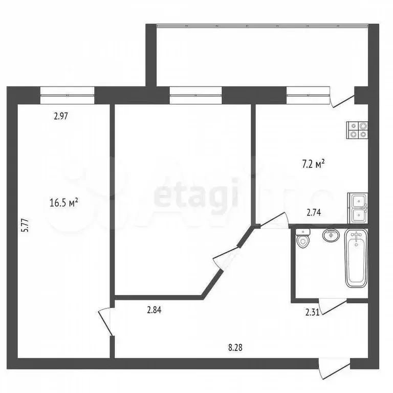 2-к. квартира, 63,4 м, 6/9 эт. - Фото 0