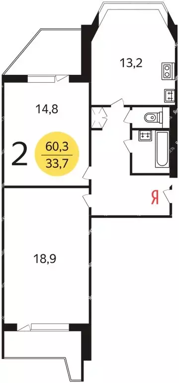 2-комнатная квартира: Москва, 3-я Мытищинская улица, 3к1 (64 м) - Фото 1