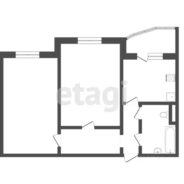 2-к кв. Тюменская область, Тюмень ул. Федюнинского, 54 (58.7 м) - Фото 1