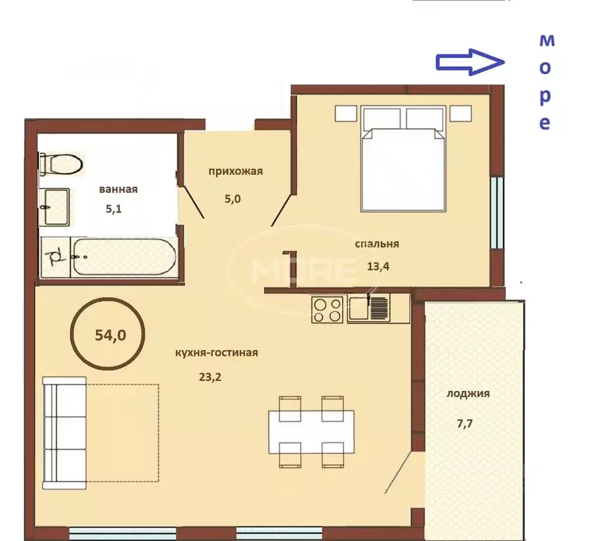 1-к кв. Калининградская область, Светлогорск Ольховая ул., 19к6 (54.4 ... - Фото 2
