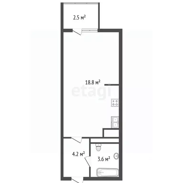 Студия Санкт-Петербург просп. Александровской фермы, 8 (26.7 м) - Фото 2