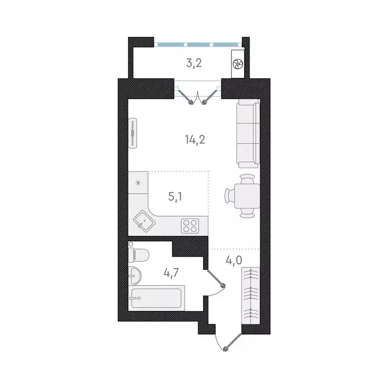 Квартира-студия: Новосибирск, Кубовая улица, 32 (28 м) - Фото 1