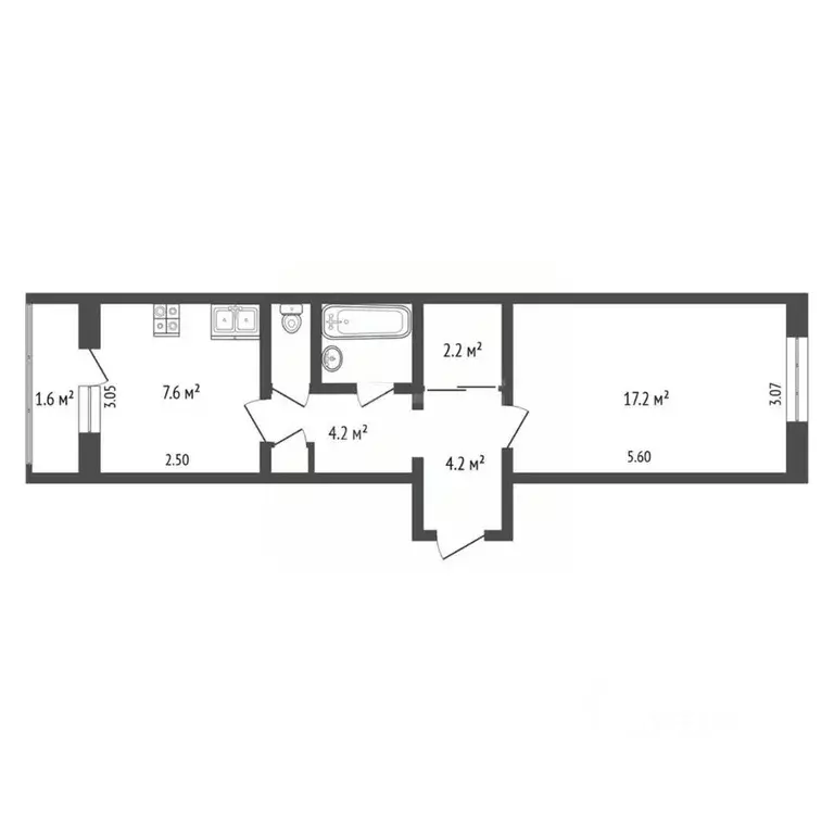 1-к кв. Псковская область, Печоры Индустриальная ул., 5 (39.5 м) - Фото 1