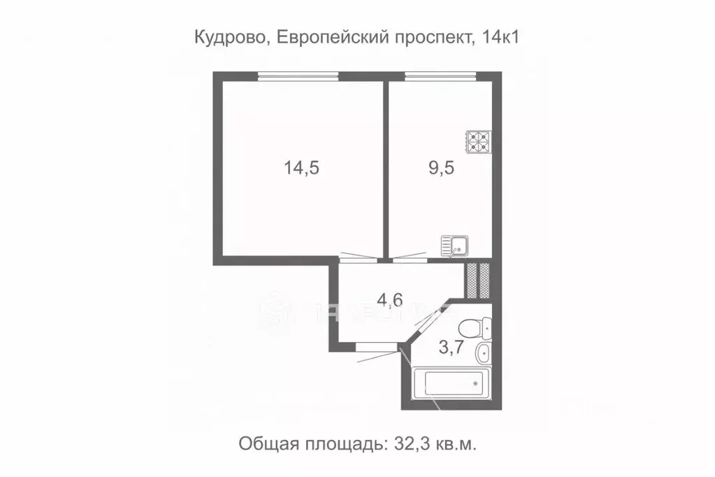 1-к кв. Ленинградская область, Кудрово г. Всеволожский район, ... - Фото 1