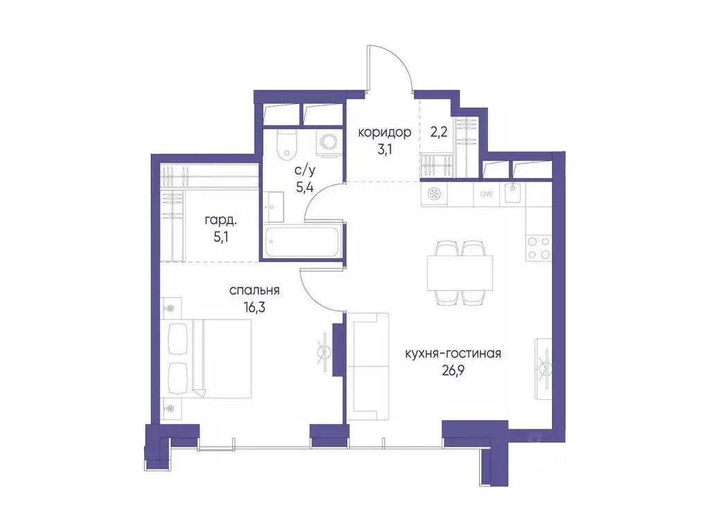 1-к кв. Москва Начало жилой комплекс (59.0 м) - Фото 1