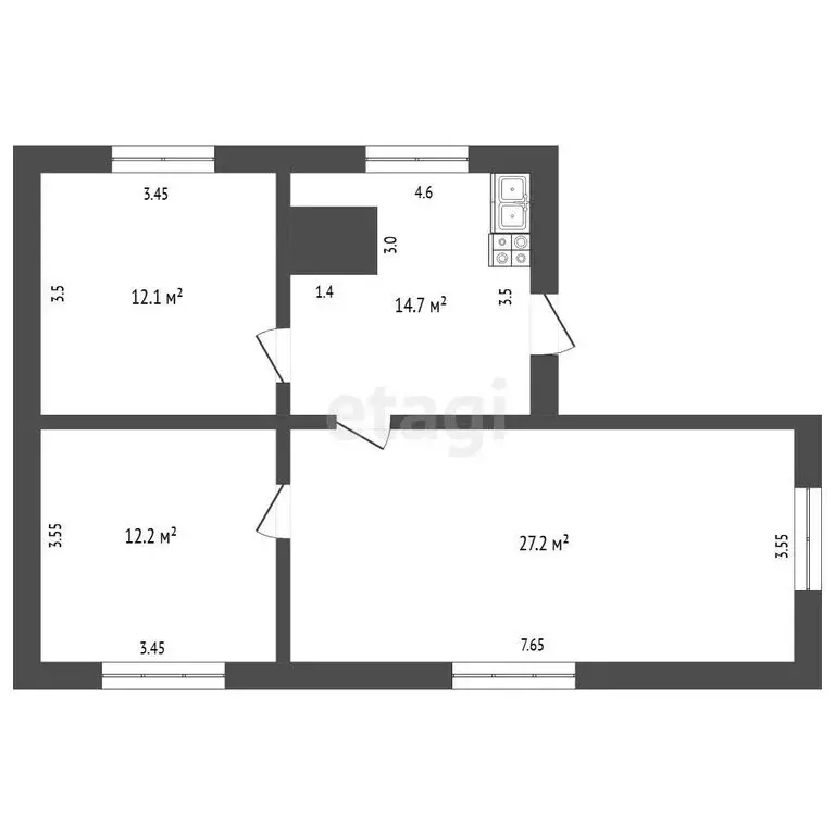 Дом в посёлок городского типа Чернышевск, улица Куйбышева (66.2 м) - Фото 1