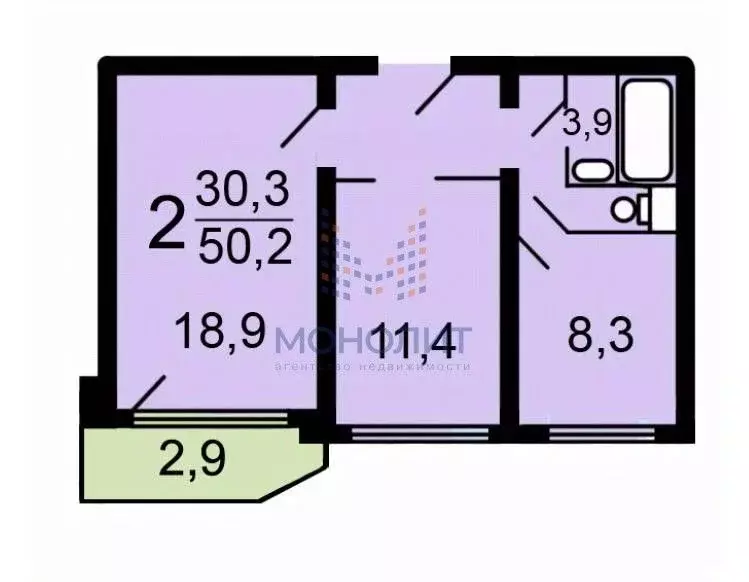 2-к кв. Москва ул. Рогова, 7к2 (52.0 м) - Фото 2