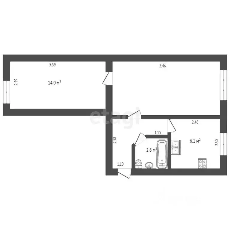2-к кв. Крым, Красноперекопск 2-й мкр, 14 (41.4 м) - Фото 2