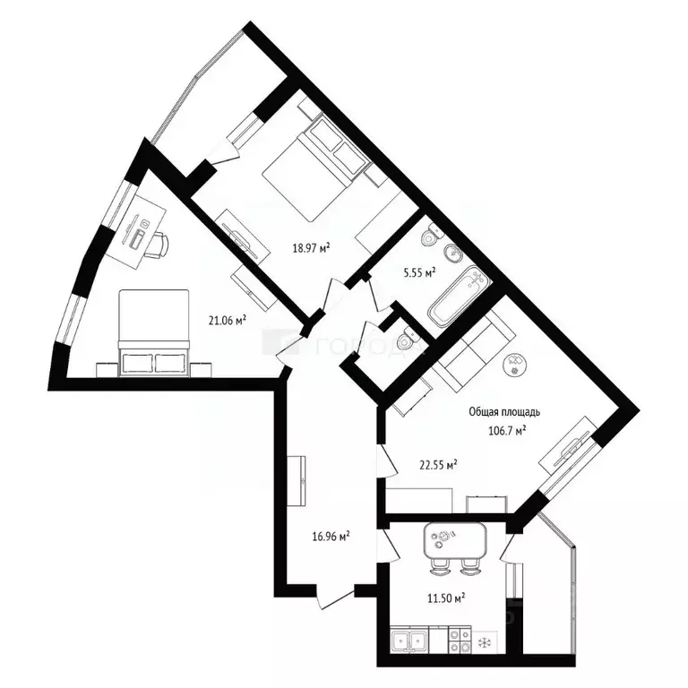 3-к кв. Новосибирская область, Новосибирск ул. Костычева, 74/1 (106.7 ... - Фото 1