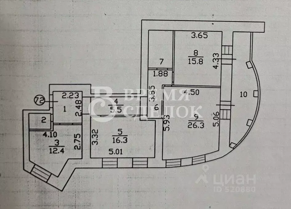 3-к кв. Владимирская область, Владимир просп. Ленина, 71 (92.7 м) - Фото 2