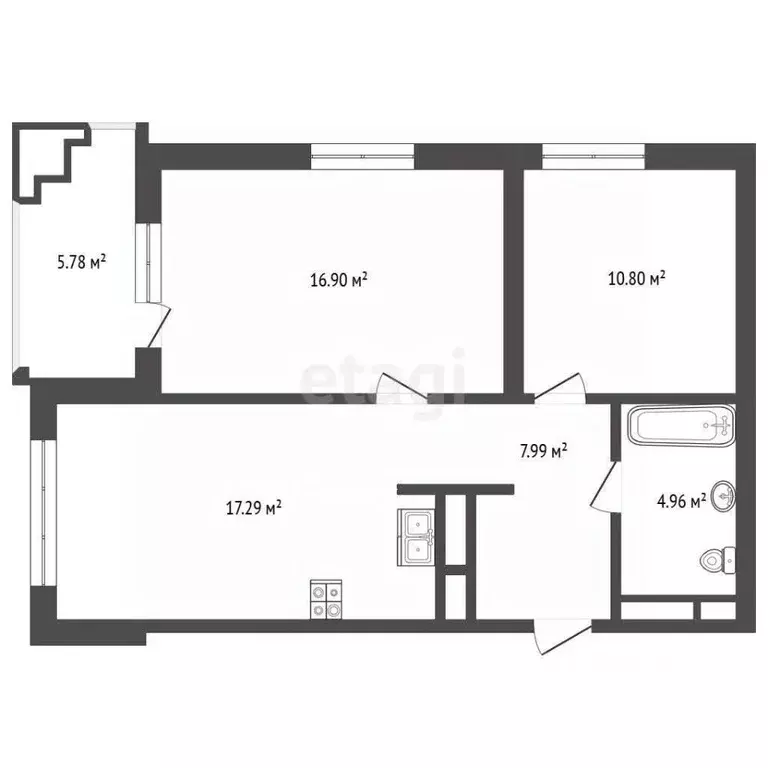 2-к кв. Тюменская область, Тюмень ул. Муравленко, 9к1 (58.2 м) - Фото 2
