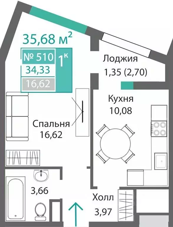 1-к кв. Крым, Симферополь Крымская роза мкр,  (35.68 м) - Фото 0
