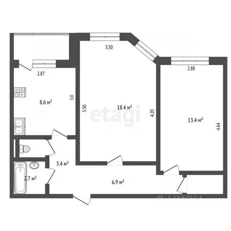 2-к кв. Ямало-Ненецкий АО, Новый Уренгой Юбилейный мкр, 1/6 (58.5 м) - Фото 1
