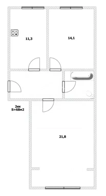 2-к кв. Калининградская область, Калининград Балтийская ул., 12 (68.0 ... - Фото 2